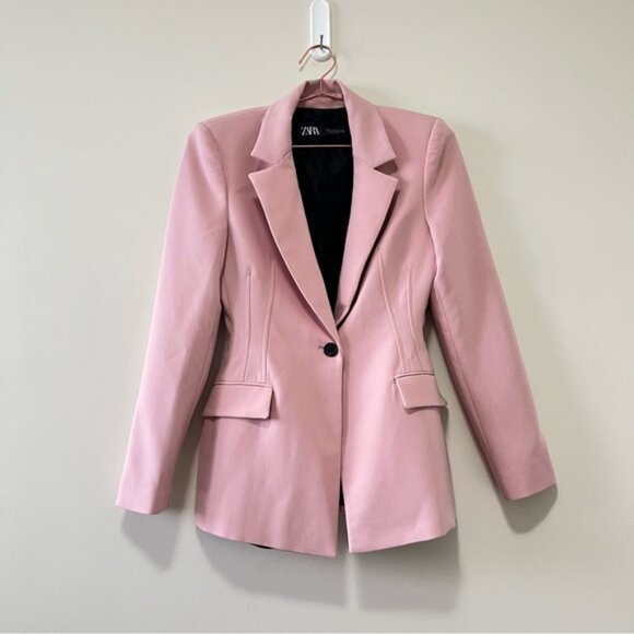 ZARA WOMAN FITTED TAILORED BLAZER JACKET PINK Size M - Picture 5 of 13